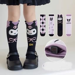 T06 Set 10 đôi tất bốt cổ cao, tất kuromi cho bé gái, vớ chân trẻ e cao cổ dài họa tiết sanrio dễ thương 1