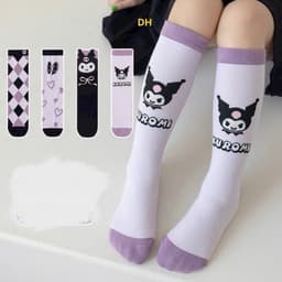 T06 Set 10 đôi tất bốt cổ cao, tất kuromi cho bé gái, vớ chân trẻ e cao cổ dài họa tiết sanrio dễ thương 2