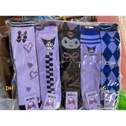 T06 Set 10 đôi tất bốt cổ cao, tất kuromi cho bé gái, vớ chân trẻ e cao cổ dài họa tiết sanrio dễ thương 3