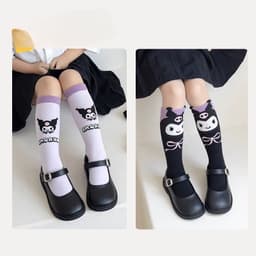 T06 Set 10 đôi tất bốt cổ cao, tất kuromi cho bé gái, vớ chân trẻ e cao cổ dài họa tiết sanrio dễ thương 4