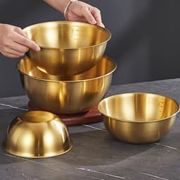 Set 3 Bát Âu Trộn Bột, Thau Trộn Salad Inox 304 Có Vạch Chia Dung Tích Tiện Lợi 8