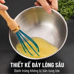 Set 3 Bát Âu Trộn Bột, Thau Trộn Salad Inox 304 Có Vạch Chia Dung Tích Tiện Lợi 7