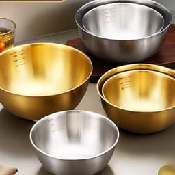 Set 3 Bát Âu Trộn Bột, Thau Trộn Salad Inox 304 Có Vạch Chia Dung Tích Tiện Lợi 2
