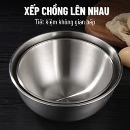 Set 3 Bát Âu Trộn Bột, Thau Trộn Salad Inox 304 Có Vạch Chia Dung Tích Tiện Lợi 4