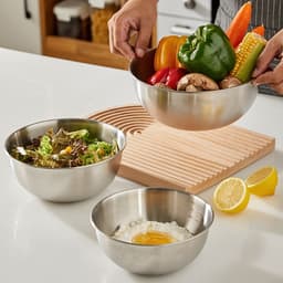 Set 3 Bát Âu Trộn Bột, Thau Trộn Salad Inox 304 Có Vạch Chia Dung Tích Tiện Lợi 9