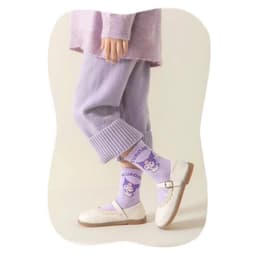 Set 5 Đôi Tất Kuromi Cho Bé🍀FREESHIP🍀Tất Cổ Cao Cotton Mềm Mại,Thiết Kế Đáng Yêu, Ôm Sát, Chống Trơn Trượt. 7