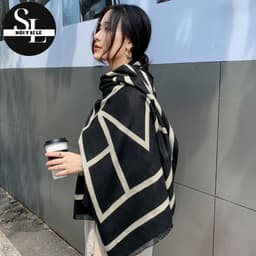 Khăn Choàng Dạ Cao Cấp, Khăn Quàng Cổ Choàng Vai Ban To 180*90 Họa Tiết Thanh Lịch Trẻ Trung k2 3