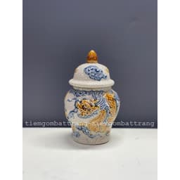 Bộ Đồ Thờ Cúng Men Rạn Đắp Nổi Hoạ Tiết Rồng- đồ thờ cúng gia tiên thổ công bàn thờ thần tài gốm sứ Bát Tràng 4