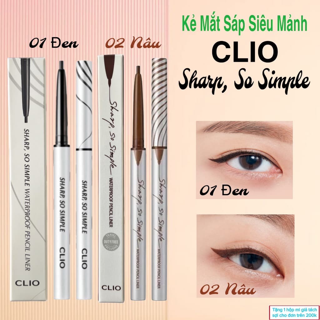 Bút kẻ mắt cao cấp CLIO Sharp So Simple Waterproof Pencil Liner, không trôi, bền màu...mp2k