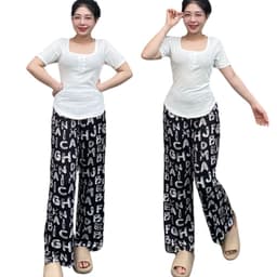 Đồ Bộ Nữ Bigsize ESHOP DB678 Áo Tay Ngắn Phối Quần Ống Rộng, Set Mặc Nhà Thoải Mái Dễ Phối 3