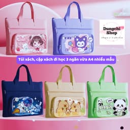 Túi Xách Học Thêm Cho Học sinh Vải Canvas Chống Thấm Nước Hình Cute 1