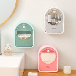Hộp đựng bông tẩy trang chất liệu HIPS dán treo tường đa năng tiện lợi 4