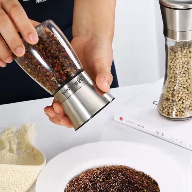 Lọ Xay Tiêu INOX Hũ Đựng Hạt Tiêu Bắc Có Chức Năng Xay Hạt Hũ Gia Vị Hạt Tiêu Thủy Tinh Cho Căn Bếp C247