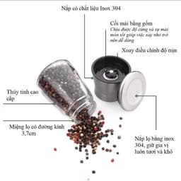 Lọ Xay Tiêu INOX Hũ Đựng Hạt Tiêu Bắc Có Chức Năng Xay Hạt Hũ Gia Vị Hạt Tiêu Thủy Tinh Cho Căn Bếp C247 5