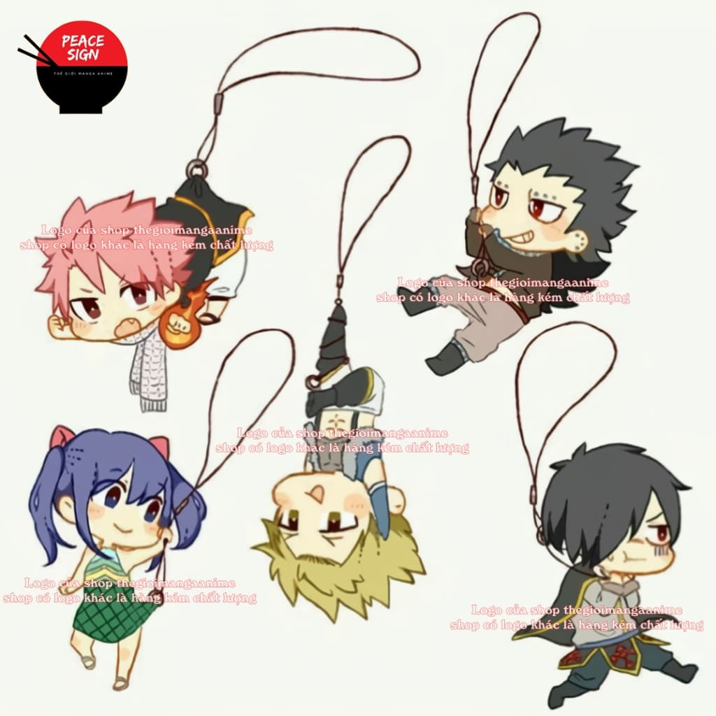 (mua 1 tặng 1) Dây treo điện thoại FAIRY TAIL ver TREO NGƯỜI Hội pháp sư in hình anime chibi móc mica acrylic
