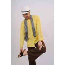 Bộ Bà ba áo vàng quần nâu nam bộ- Miền tây-giá rẻ- Có bộ bà ba Bigsize- may bộ áo bà ba theo yêu cầu 2