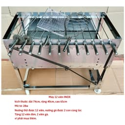 Máy nướng thịt chả mini Lò quay gà vịt mô tơ tự động bếp nướng than hoa inox 10xiên (kèm 10 xiên đơn và 2 xiên  gà) 2