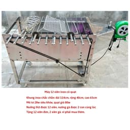 Máy nướng thịt chả mini Lò quay gà vịt mô tơ tự động bếp nướng than hoa inox 10xiên (kèm 10 xiên đơn và 2 xiên  gà) 3