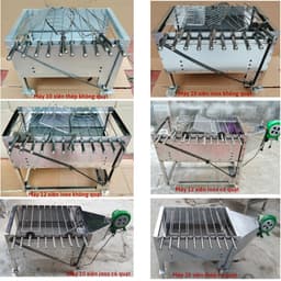 Máy nướng thịt chả mini Lò quay gà vịt mô tơ tự động bếp nướng than hoa inox 10xiên (kèm 10 xiên đơn và 2 xiên  gà) 8