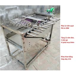 Máy nướng thịt chả mini Lò quay gà vịt mô tơ tự động bếp nướng than hoa inox 10xiên (kèm 10 xiên đơn và 2 xiên  gà) 1