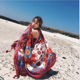 [XẢ KHO HÀNG LOẠI 1] Khăn Choàng Đi Biển Boho Họa Tiết Thổ Cẩm Đa Năng Choàng Bikini Chụp Hình Sống Ảo Du Lịch Biển 5
