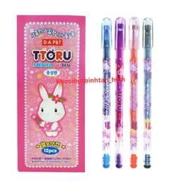 6 Bút/Hộp 12 bút gel nho mực Tím/Xanh/Đỏ ngòi 0.4mm Ttoru D-A P&T hình thỏ dễ thương 1