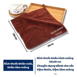 Khăn nail khăn làm móng loại Dày BinhMinh Towel hình vuông 30x30 cm có quai treo 100% microfiber mềm mịn siêu thấm hút 2