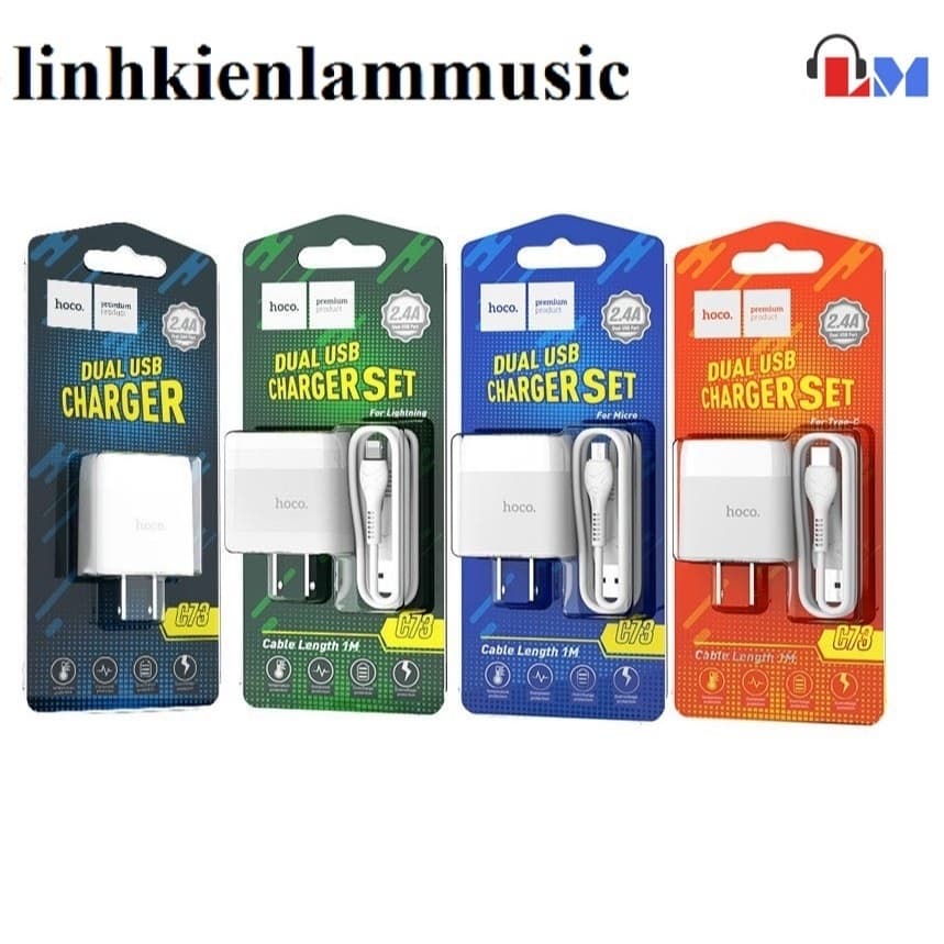 Cóc/ củ + Bộ Sạc Hoco C73 Micro/ Type-c/ Li-/ght/-ni-ng. NL