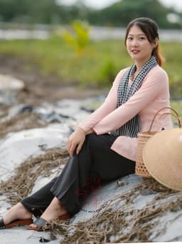 Bộ bà ba lụa hồng cam quần phi đen - Có bộ bà ba Bigsize- may sỉ bà ba toàn quốc - May bộ bà ba theo yêu cầu 8