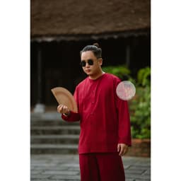 Áo bà ba lẻ vải kate màu đỏ- Miền tây-giá rẻ- Có bộ bà ba Bigsize- Bà ba sỉ toàn quốc, may bộ áo bà ba theo yêu cầu 4