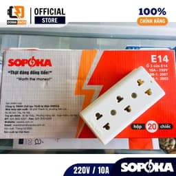 Ổ cắm điện táp lô 3 lỗ 2200W có nắp che an toàn E14N SOPOKA màu trắng 6