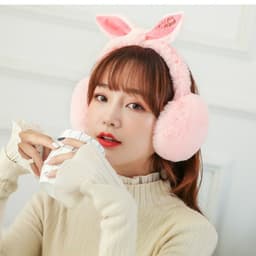 Bịt tai nữ lót lông GẤP GỌN cute kèm nơ tai thỏ ( Trùm chụp tai lót lông mùa đông có thể cụp gọn ) 1
