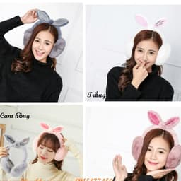 Bịt tai nữ lót lông GẤP GỌN cute kèm nơ tai thỏ ( Trùm chụp tai lót lông mùa đông có thể cụp gọn ) 7
