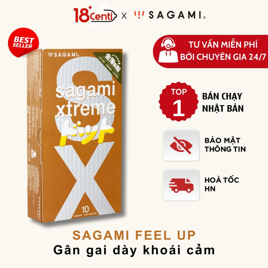 Bao cao su Sagami Feel Up Có Gai Làm Cho Cuộc Yêu Dễ Dàng Chạm Đỉnh Hộp 10 Bao