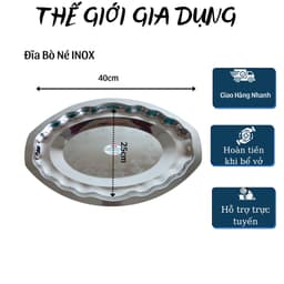 Đĩa bò né - Đĩa hấp cá - Đĩa Hột Xoài Inox không gỉ loại dày size 40 x 25 x 3 cm 3