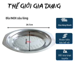 Đĩa bò né - Đĩa hấp cá - Đĩa Hột Xoài Inox không gỉ loại dày size 40 x 25 x 3 cm 5