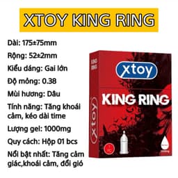 Bao cao su gai XTOY KING RING gai lớn, bcs siêu bi gai, nhiều gel bôi trơn, hương dâu - OMIHEATLTH SHOP 3