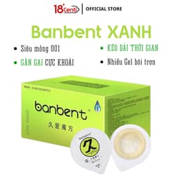 Bao cao su siêu mỏng 001 gân gai BANBENT Xanh Long lasting love cube kéo dài thời gian Hộp 10bcs 2