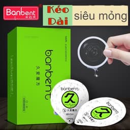 Bao cao su siêu mỏng 001 gân gai BANBENT Xanh Long lasting love cube kéo dài thời gian Hộp 10bcs 3