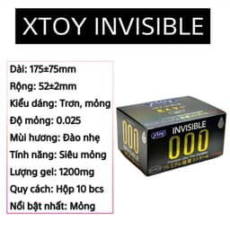 Hộp 10 Bao cao su XTOY siêu mỏng 001, nhiều gel, kéo dài thời gian, dưỡng chất Hyaluronic Acid làm se khít  - Health 4