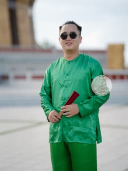 Bộ bà ba phi bóng xanh lá - Có bộ bà ba Bigsize- may sỉ bà ba toàn quốc - May bộ bà ba theo yêu cầu 2
