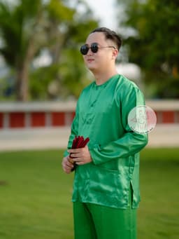 Bộ bà ba phi bóng xanh lá - Có bộ bà ba Bigsize- may sỉ bà ba toàn quốc - May bộ bà ba theo yêu cầu 4