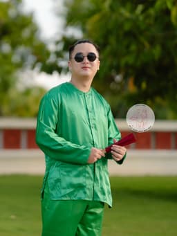 Bộ bà ba phi bóng xanh lá - Có bộ bà ba Bigsize- may sỉ bà ba toàn quốc - May bộ bà ba theo yêu cầu 3