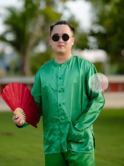 Bộ bà ba phi bóng xanh lá - Có bộ bà ba Bigsize- may sỉ bà ba toàn quốc - May bộ bà ba theo yêu cầu 6