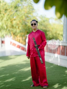 BIGSIZE BỘ BÀ BA NAM PHI BÓNG ĐỎ ĐÔ - Áo bà ba Cần Thơ 4