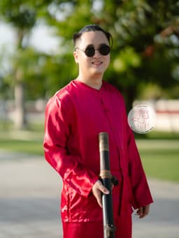 BIGSIZE BỘ BÀ BA NAM PHI BÓNG ĐỎ ĐÔ - Áo bà ba Cần Thơ 2