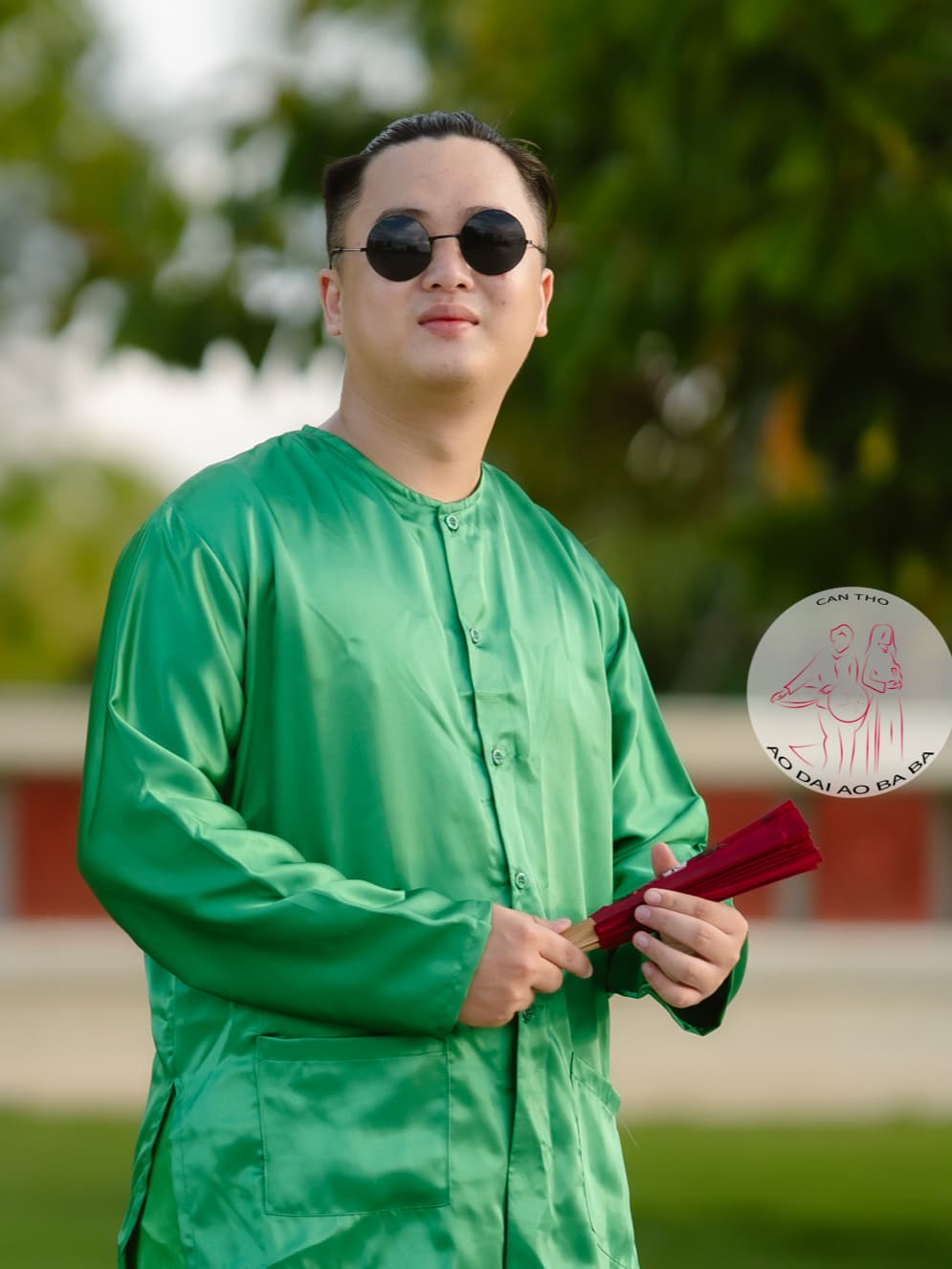 BIGSIZE Phối áo phi xanh lá + Quần phi đen - Bộ bà ba Bigsize- may sỉ bà ba toàn quốc - May bộ bà ba theo yêu cầu