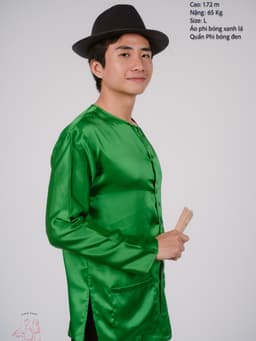 BIGSIZE Phối áo phi xanh lá + Quần phi đen - Bộ bà ba Bigsize- may sỉ bà ba toàn quốc - May bộ bà ba theo yêu cầu 3