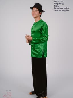 BIGSIZE Phối áo phi xanh lá + Quần phi đen - Bộ bà ba Bigsize- may sỉ bà ba toàn quốc - May bộ bà ba theo yêu cầu 5