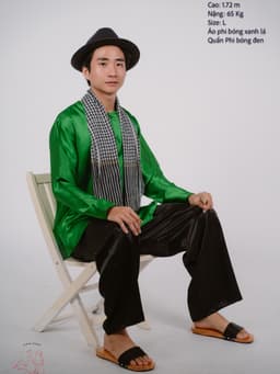BIGSIZE Phối áo phi xanh lá + Quần phi đen - Bộ bà ba Bigsize- may sỉ bà ba toàn quốc - May bộ bà ba theo yêu cầu 4